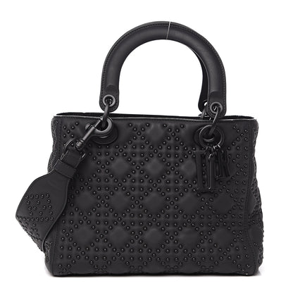 Christian Dior UItra Matte Calfskin Cannage Studded Medium Supple Lady Dior Black 1 of 9