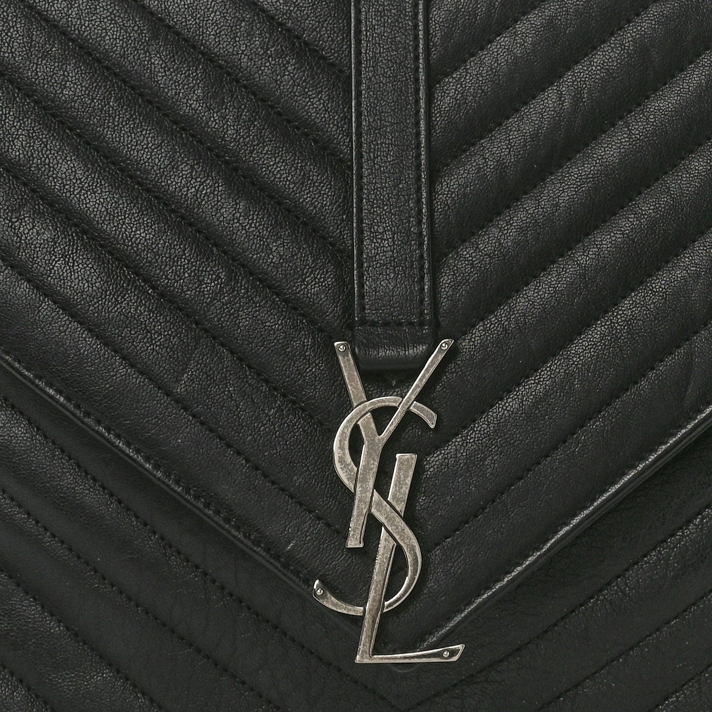 Saint Laurent Sheepskin Matelasse Chevron Monogram Large College Satchel Black Tulip 9 of 12