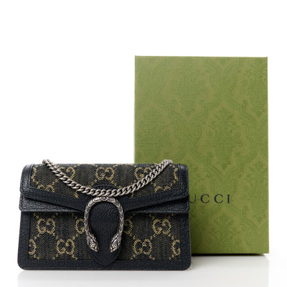 Gucci Jacquard Black Denim GG Monogram Super Mini Dionysus Shoulder Bag Black Ivory 10 of 10