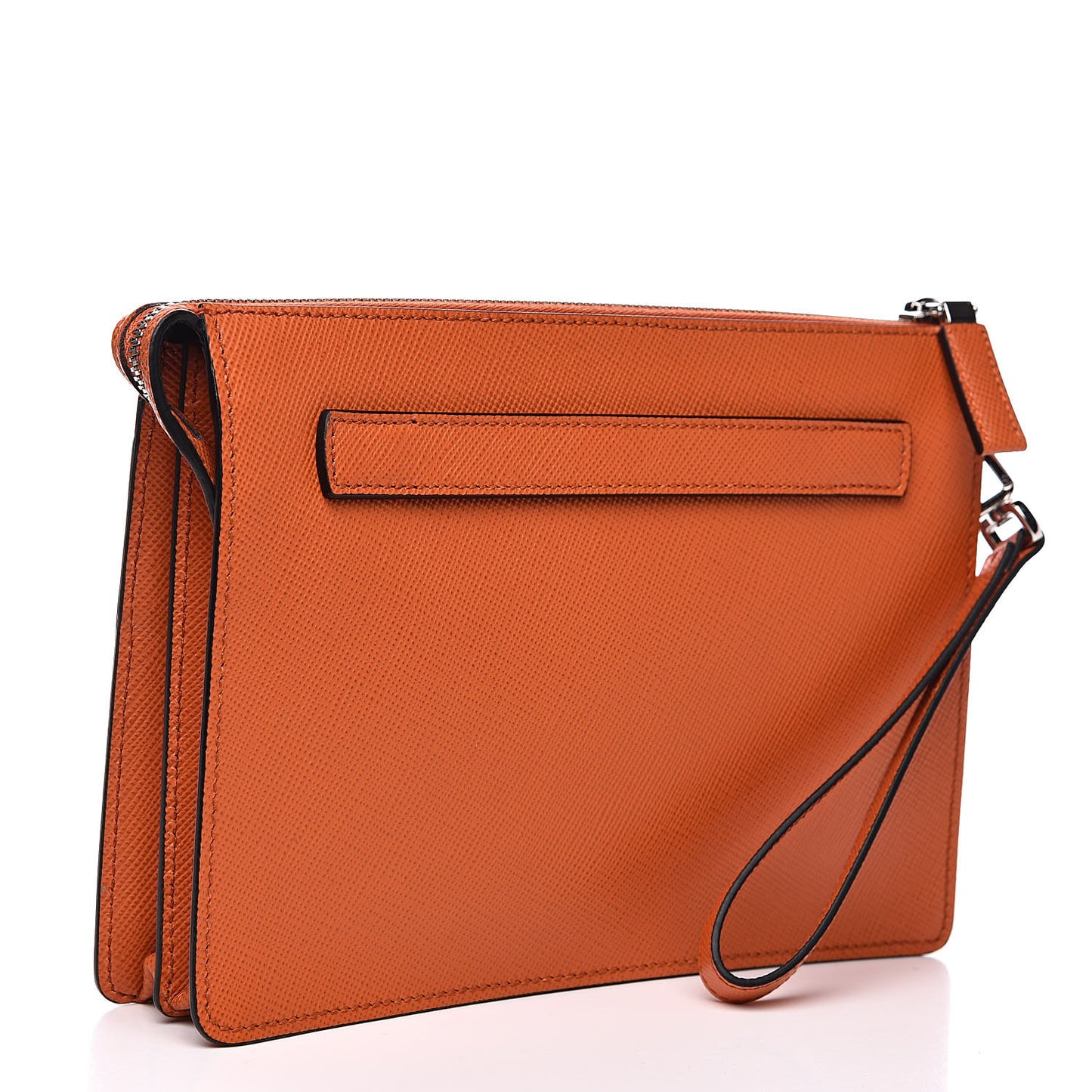 Saffiano Cuir Clutch Wristlet Bag Papaya