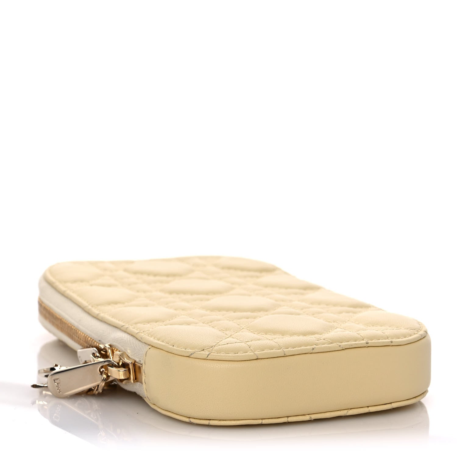 Christian Dior Lambskin Cannage Lady Dior Phone Holder Light Yellow 4 of 8