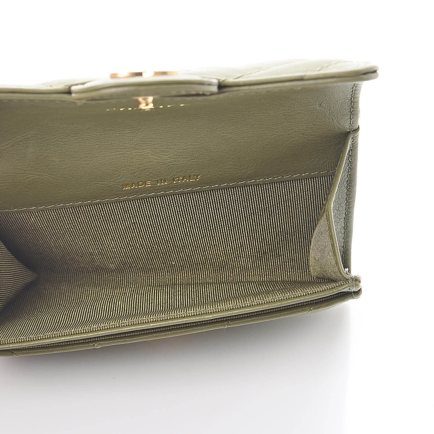 Chanel Calfskin Chevron Quilted Card Holder Khaki 5 of 9