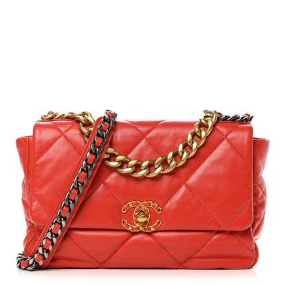 Chanel Goatskin Quilted Large Chanel 19 Flap Red 1 of 12