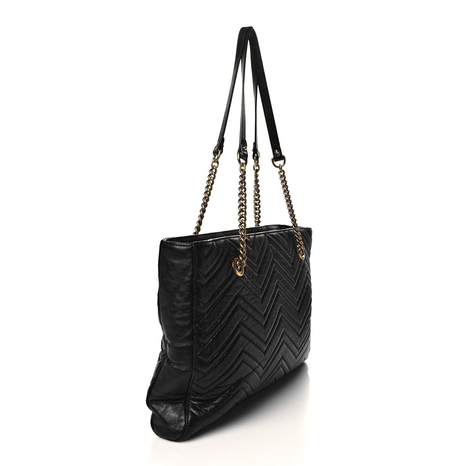 Gucci Vintage Calfskin Matelasse Medium GG Marmont Slim Tote Black 3 of 12