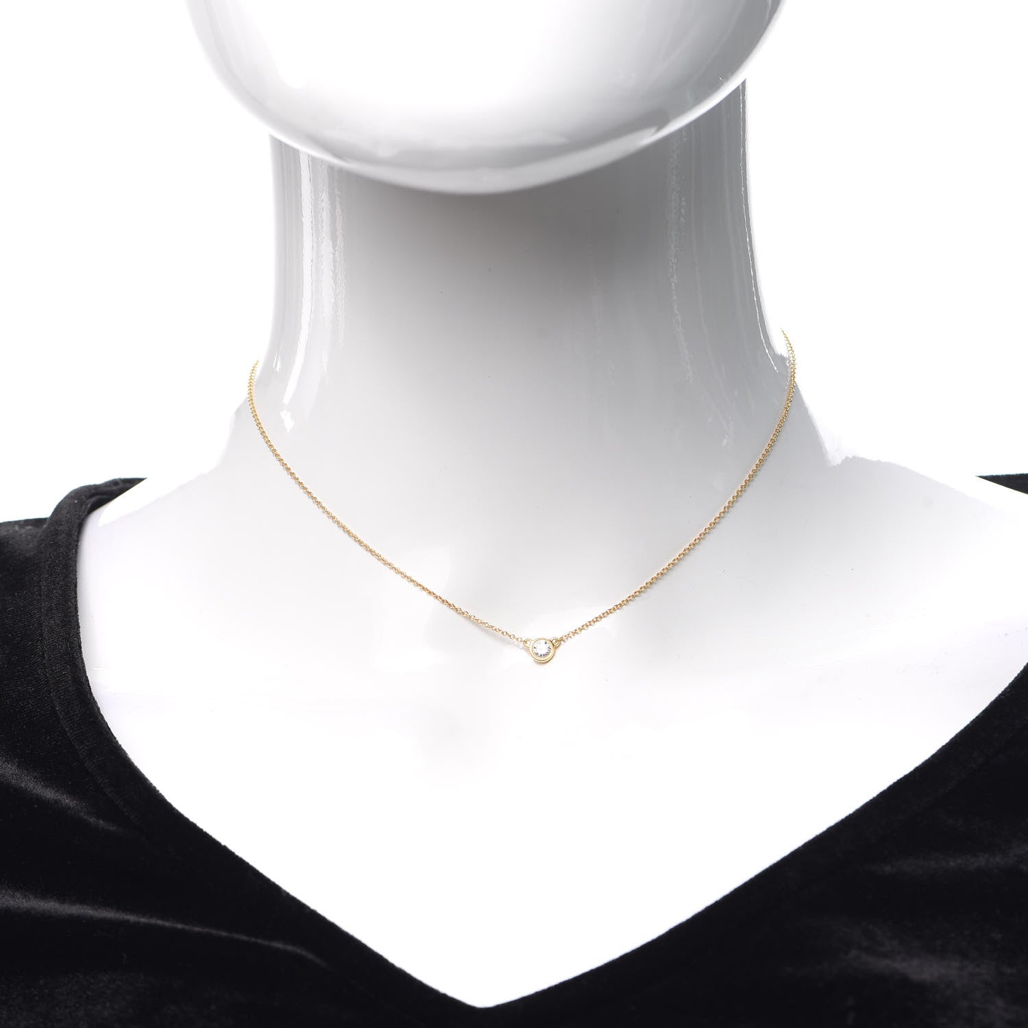 Tiffany 18K Yellow Gold Diamond .17ct Elsa Peretti Diamonds by the Yard Pendant Necklace 2 of 5