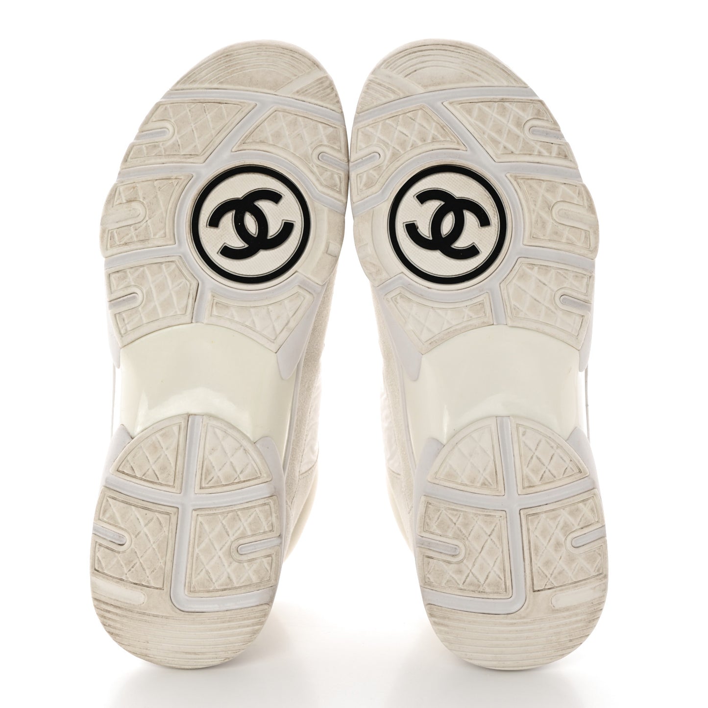 Suede Calfskin Fabric CC Sneakers 40 White