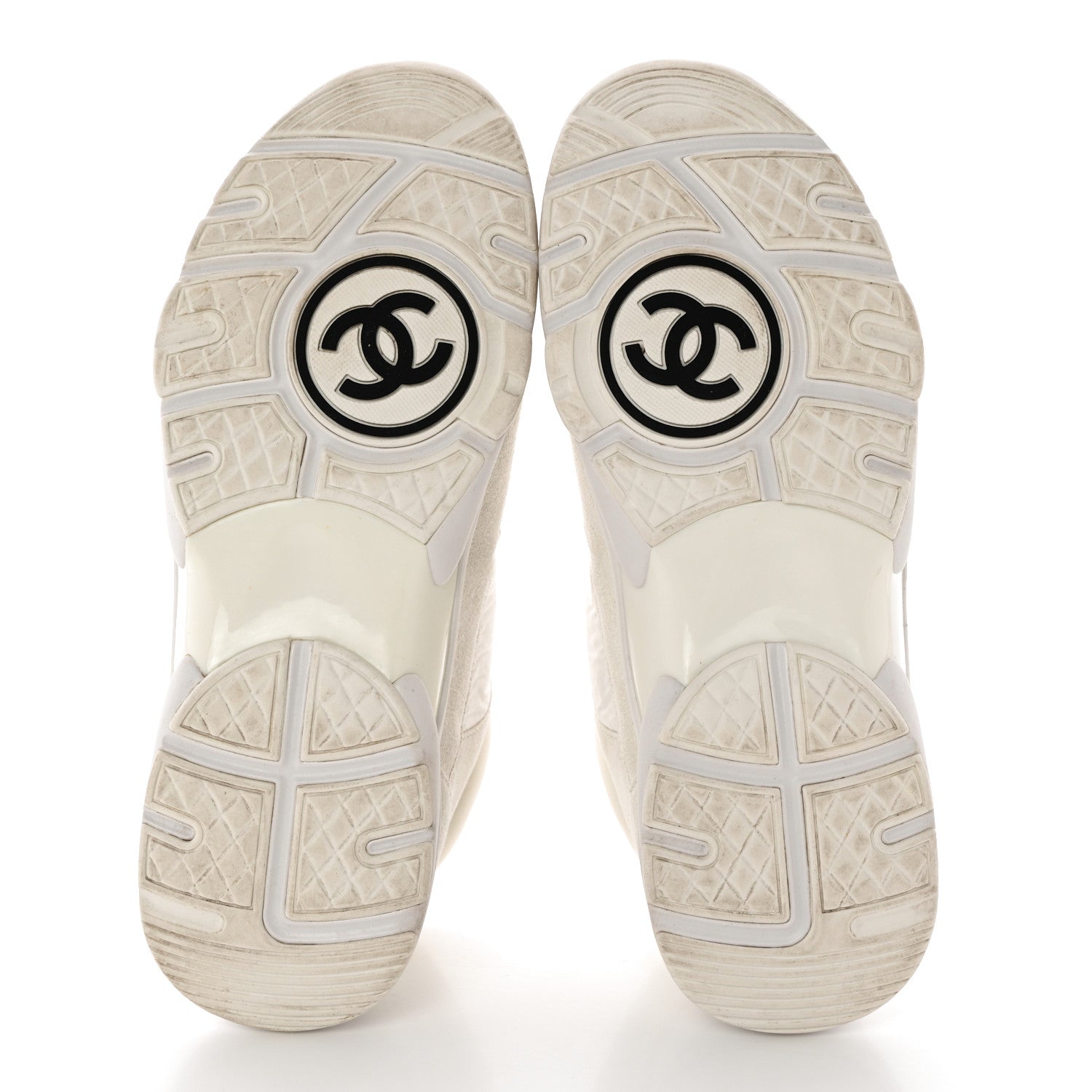 Chanel Suede Calfskin Fabric CC Sneakers 40 White 5 of 10