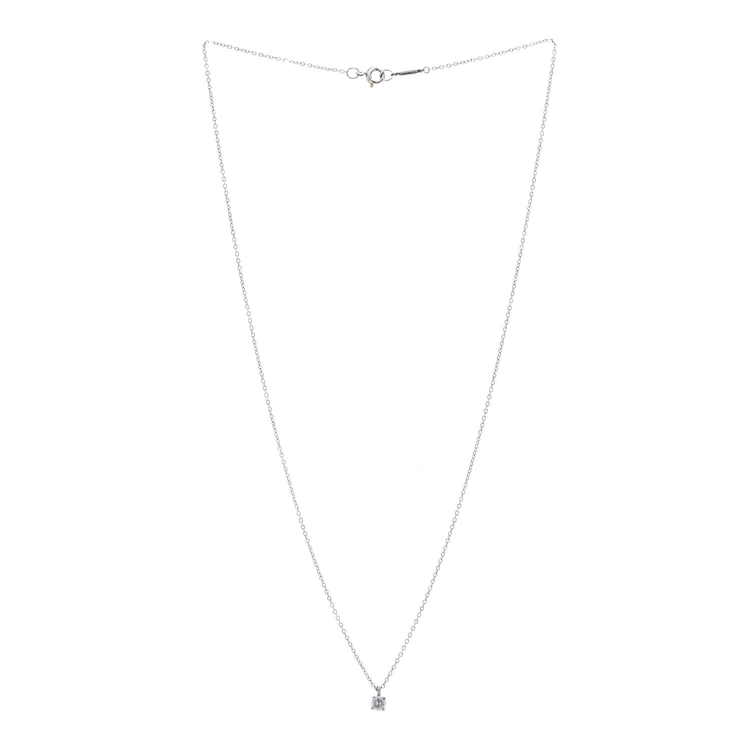 Tiffany Platinum Diamond .17ct Solitaire Pendant Necklace 3 of 4