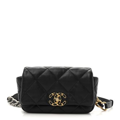 Chanel Goatskin Quilted Chanel 19 Waist Bag Black 1 of 10