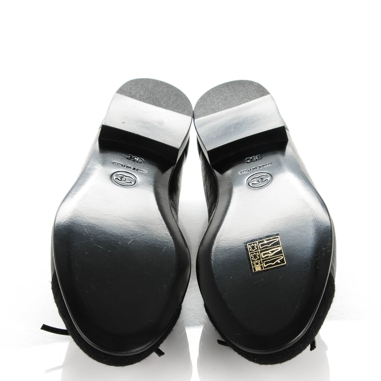 Lambskin Felt CC Cap Toe Ballerina Flats 35 Black