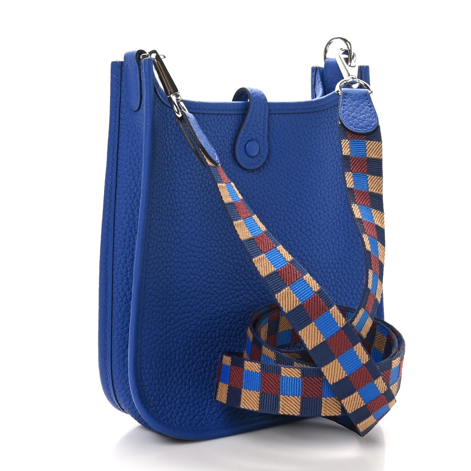 Hermes Taurillon Clemence Maxi Quadrille Evelyne TPM Royal Bleu Bleu Bill Biscuit Rouge H 3 of 11