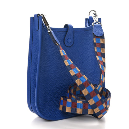 Hermes Taurillon Clemence Maxi Quadrille Evelyne TPM Royal Bleu Bleu Bill Biscuit Rouge H 3 of 11