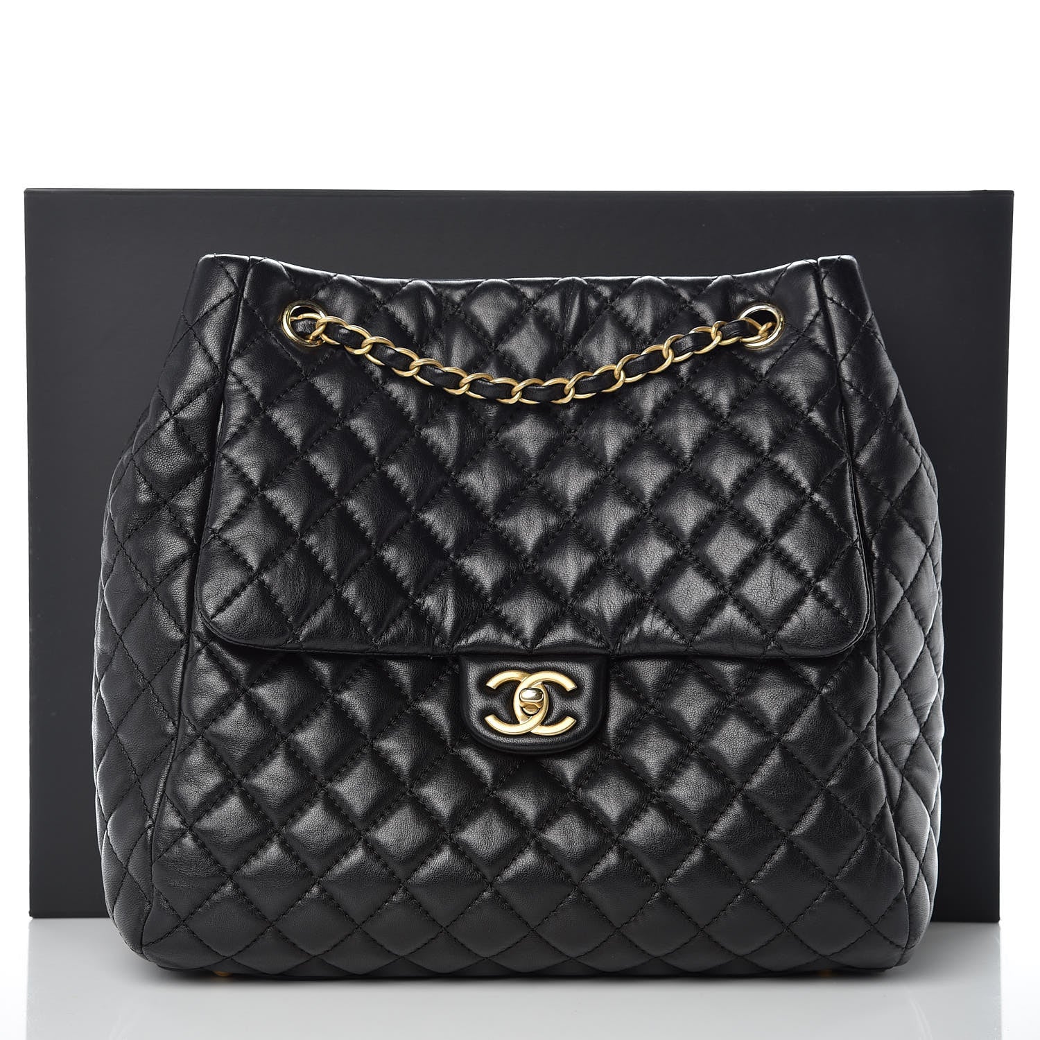 Chanel Lambskin Quilted Large Fluffy CC Shopping Tote Black 12 of 12
