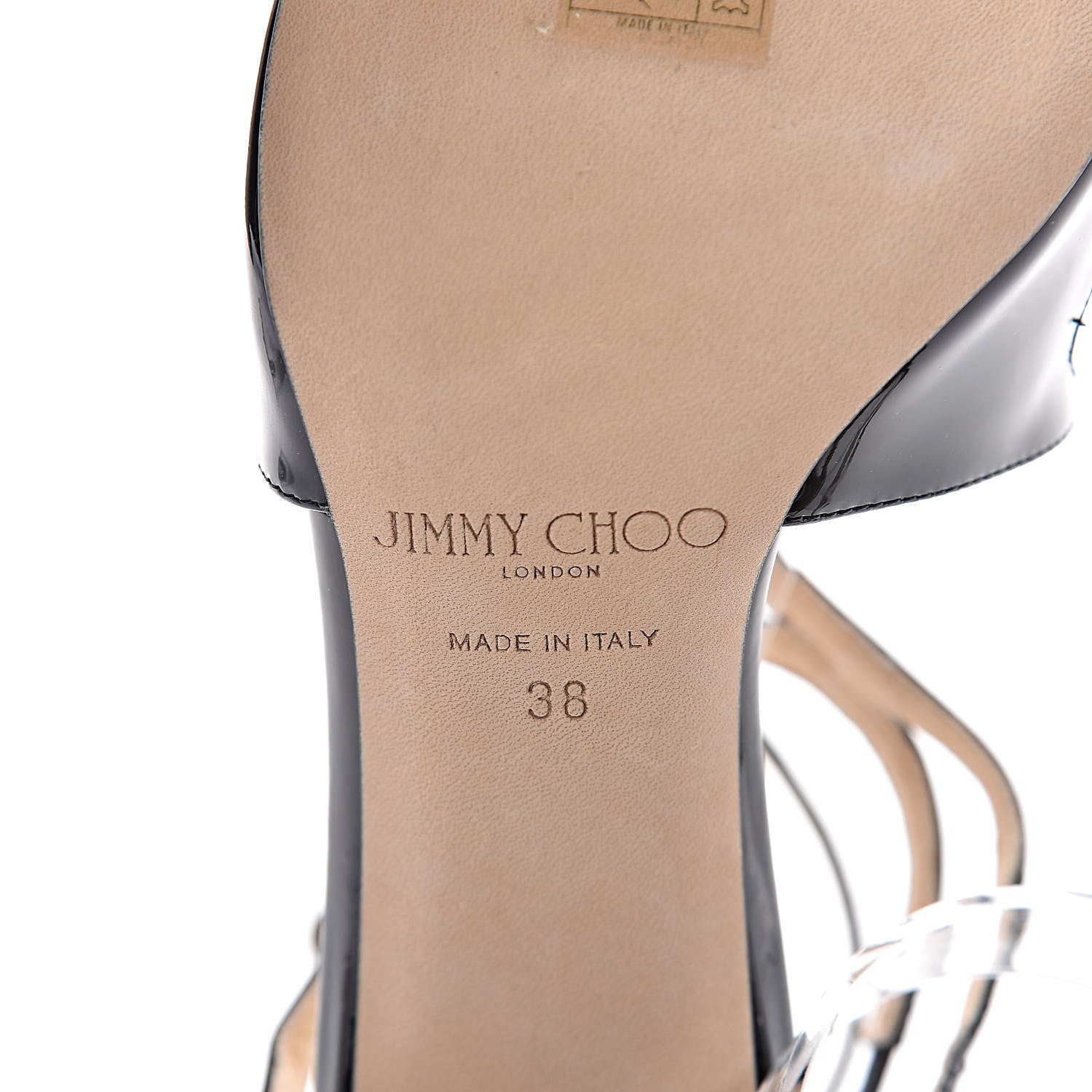 Jimmy Choo Patent Calfskin Lang Sandals 38 Black 8 of 11