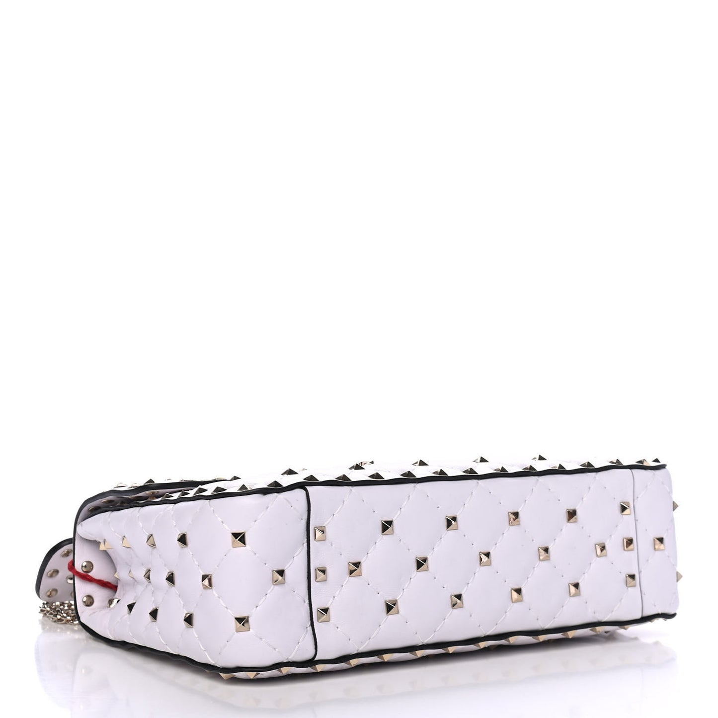 Lambskin VLTN Print Medium Rockstud Spike Shoulder Bag Optic White Black