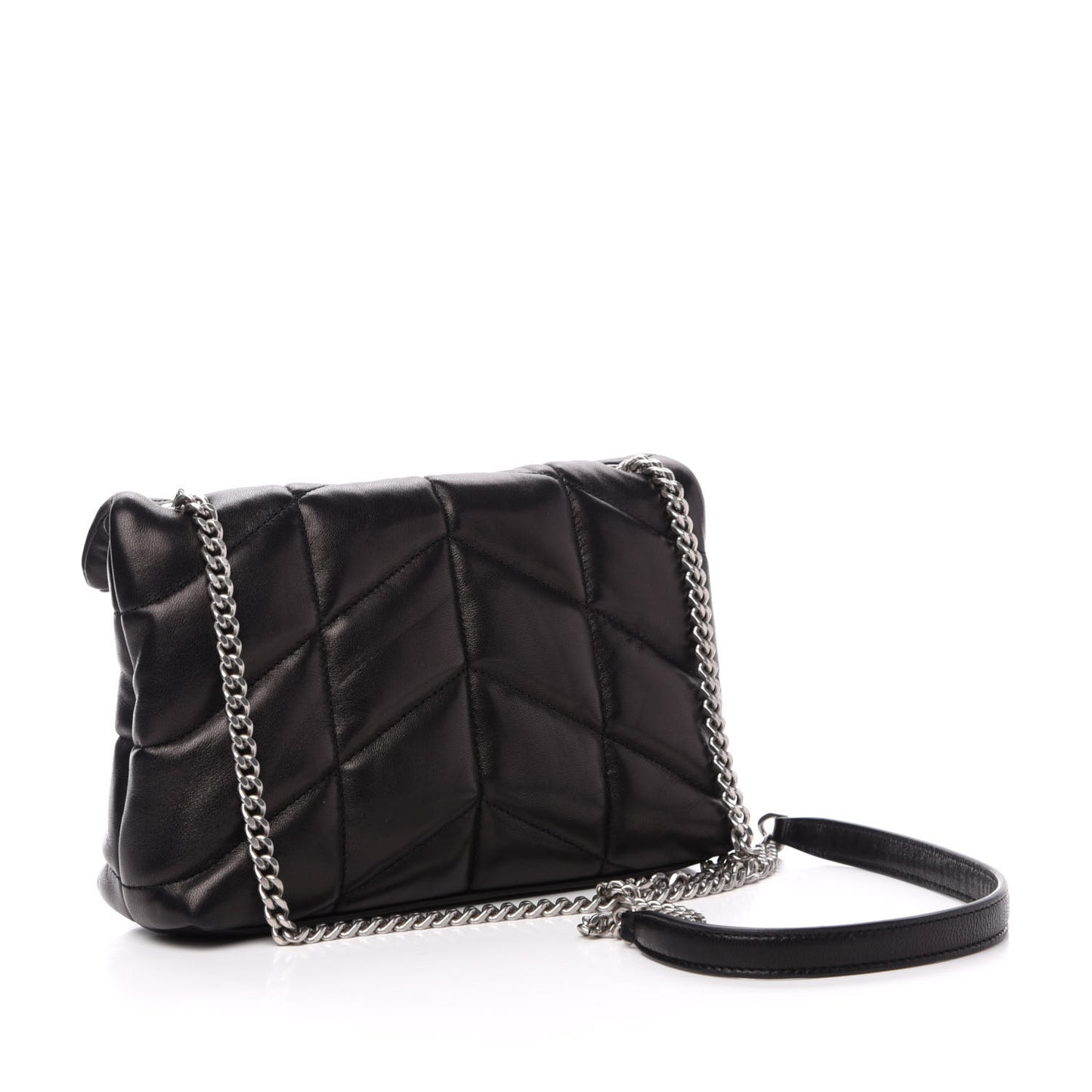 Lambskin Quilted Toy Loulou Puffer Monogram Chain Satchel Black
