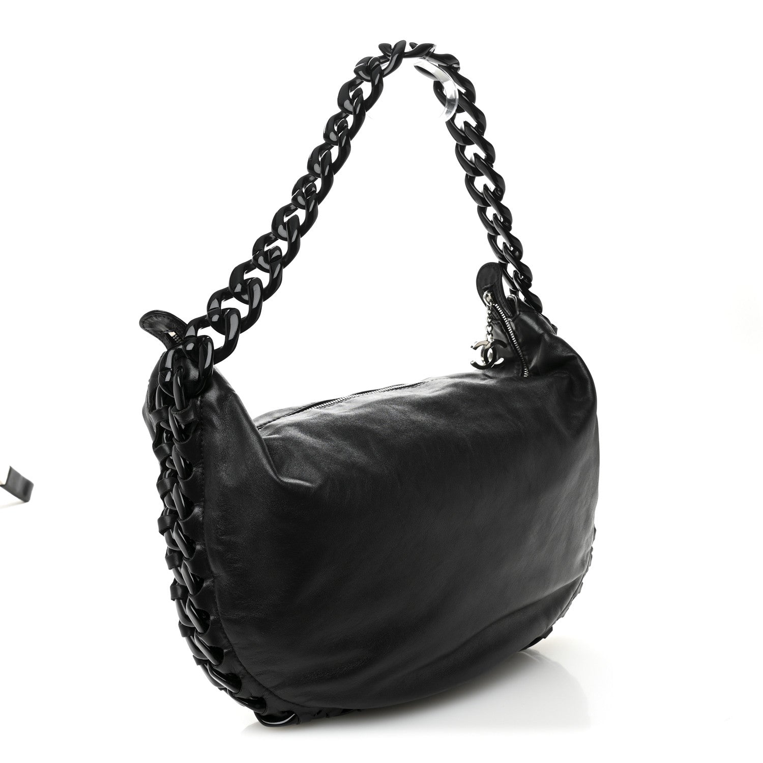 Chanel Calfskin Modern Chain Rhodoid Hobo Black 3 of 11