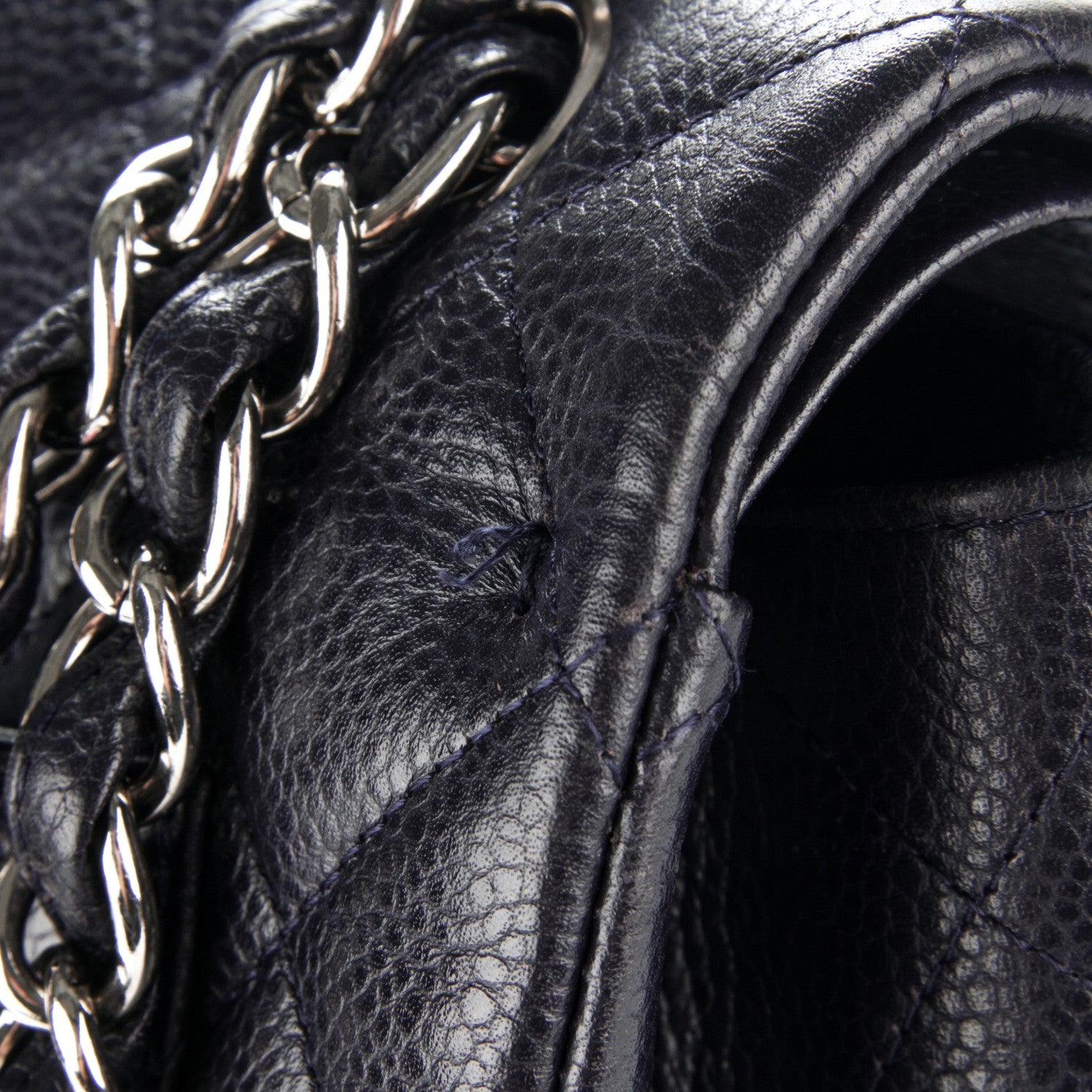 Chanel Caviar Quilted Maxi Double Flap Navy Blue 8 of 8