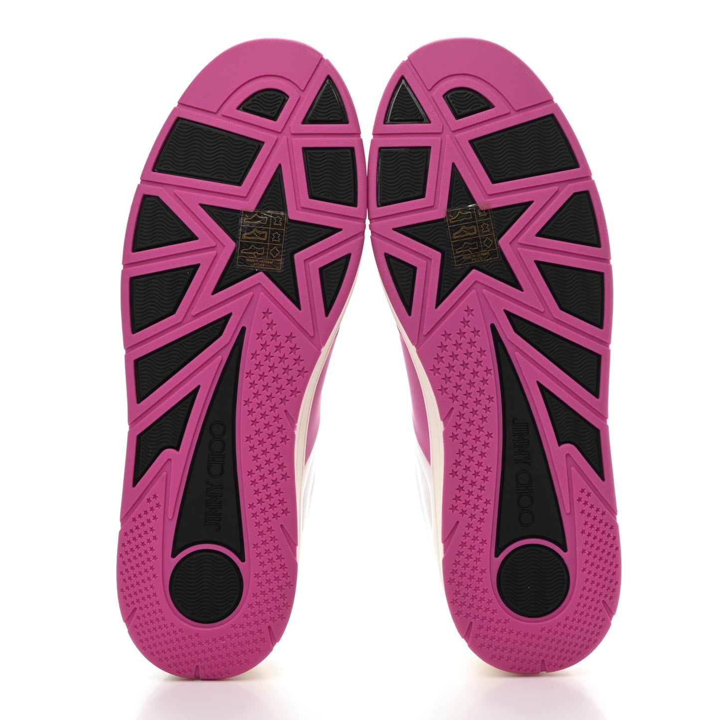 Calfskin Vinyl Striped Hawaii Flatform Sneakers 39 White Fuchsia
