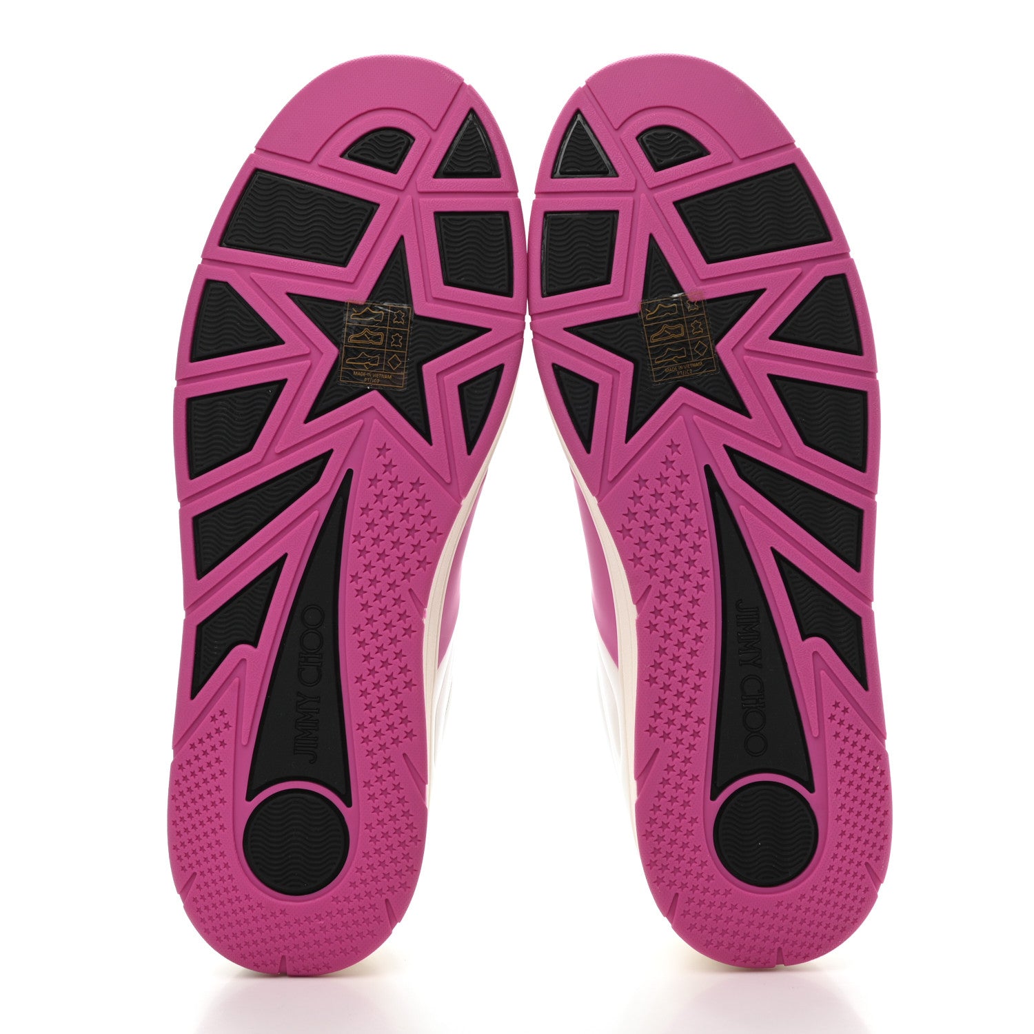 Jimmy Choo Calfskin Vinyl Striped Hawaii Flatform Sneakers 39 White Fuchsia 5 of 9