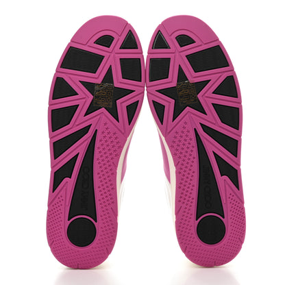 Jimmy Choo Calfskin Vinyl Striped Hawaii Flatform Sneakers 39 White Fuchsia 5 of 9