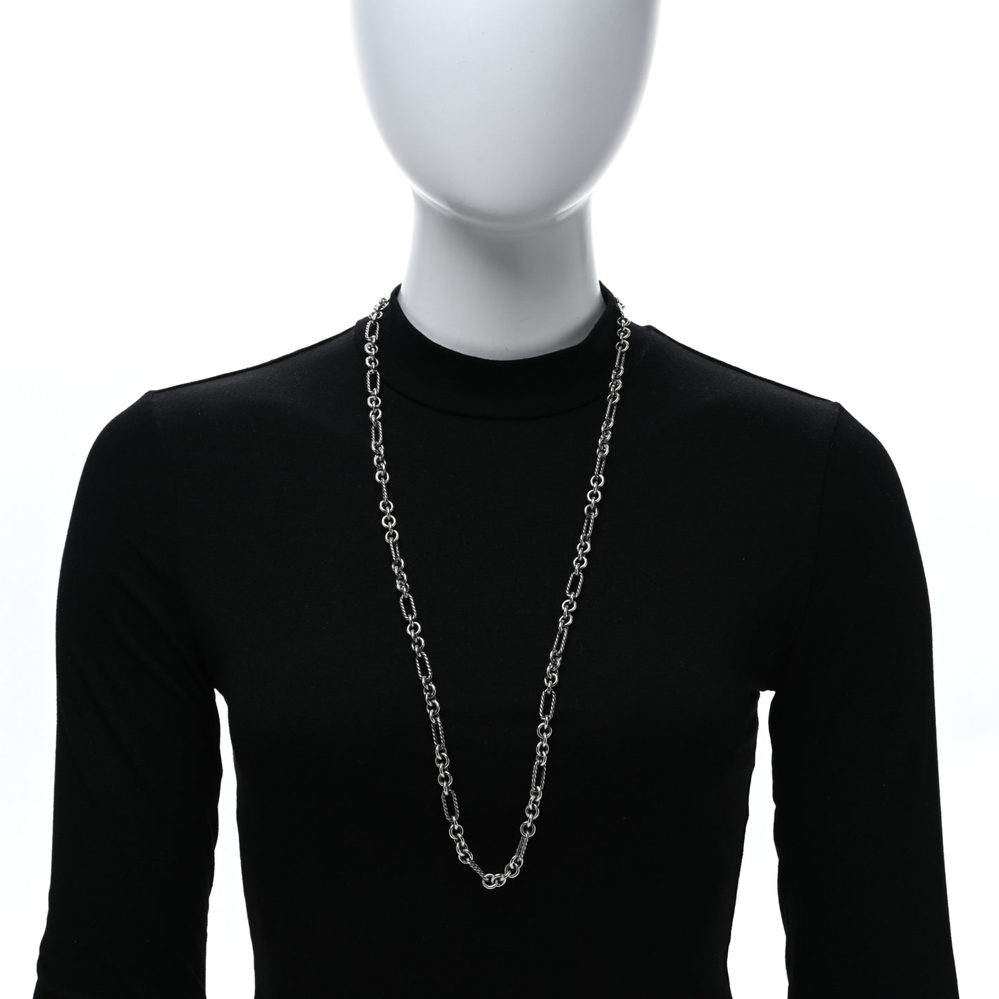 DAVID YURMAN Sterling Silver 18K Yellow Gold Figaro Chain Link Necklace
