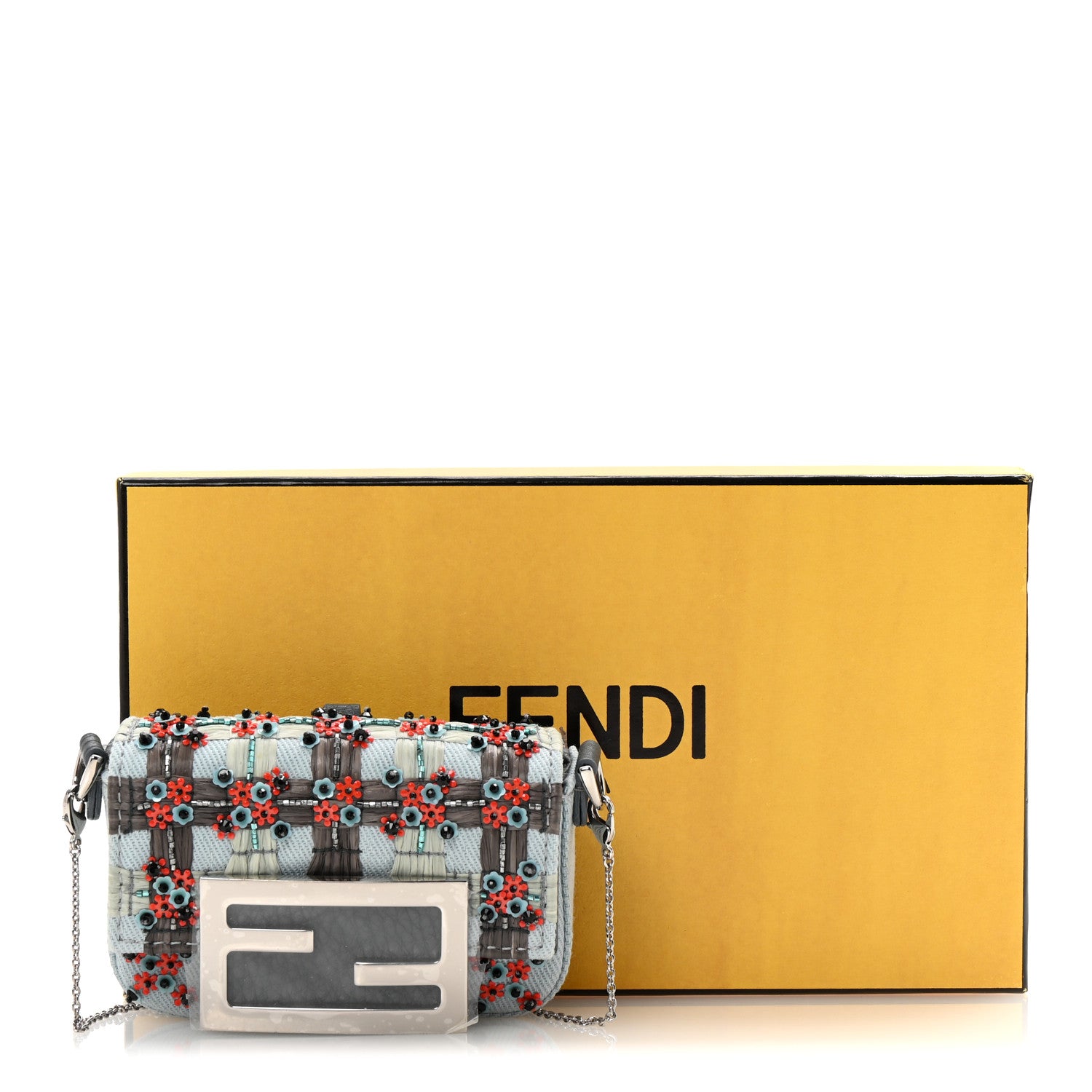 Fendi Canvas Beaded Nano Baguette Charm Blue Multicolor 9 of 9