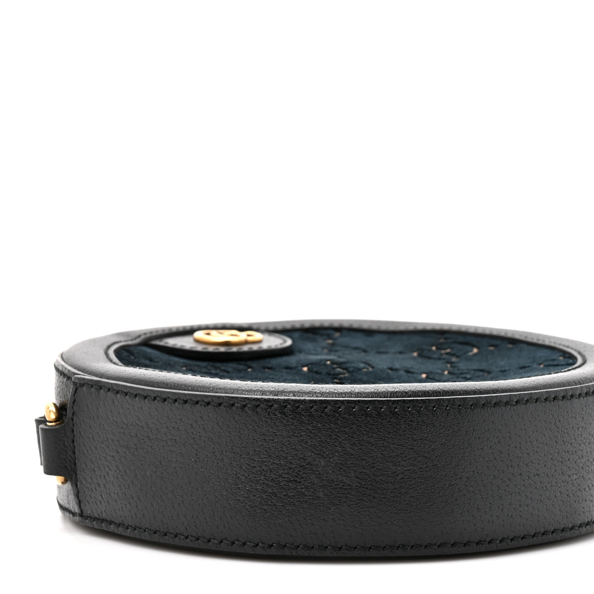 Gucci Velvet Calfskin GG Monogram Round Shoulder Bag Blue Beige 10 of 10