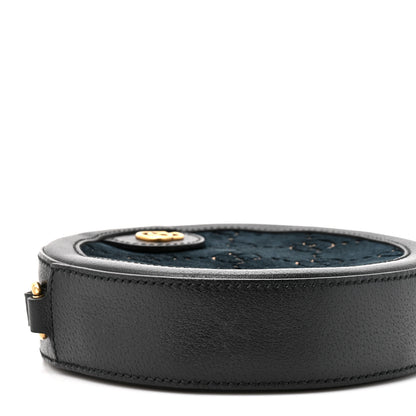 Gucci Velvet Calfskin GG Monogram Round Shoulder Bag Blue Beige 10 of 10