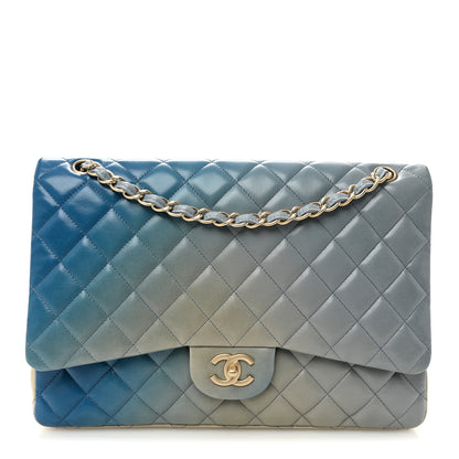 Chanel Lambskin Degrade Quilted Maxi Single Flap Light Blue 1 of 11