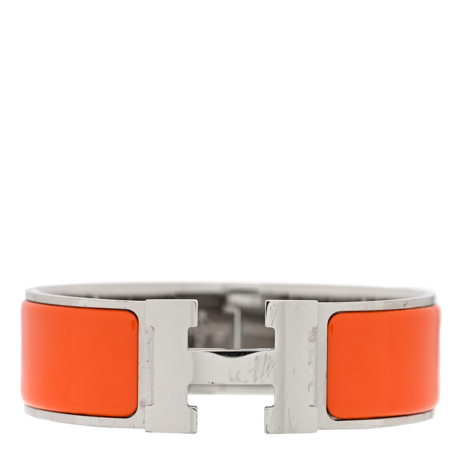 Hermes Enamel Wide Clic Clac H Bracelet GM Orange 1 of 5