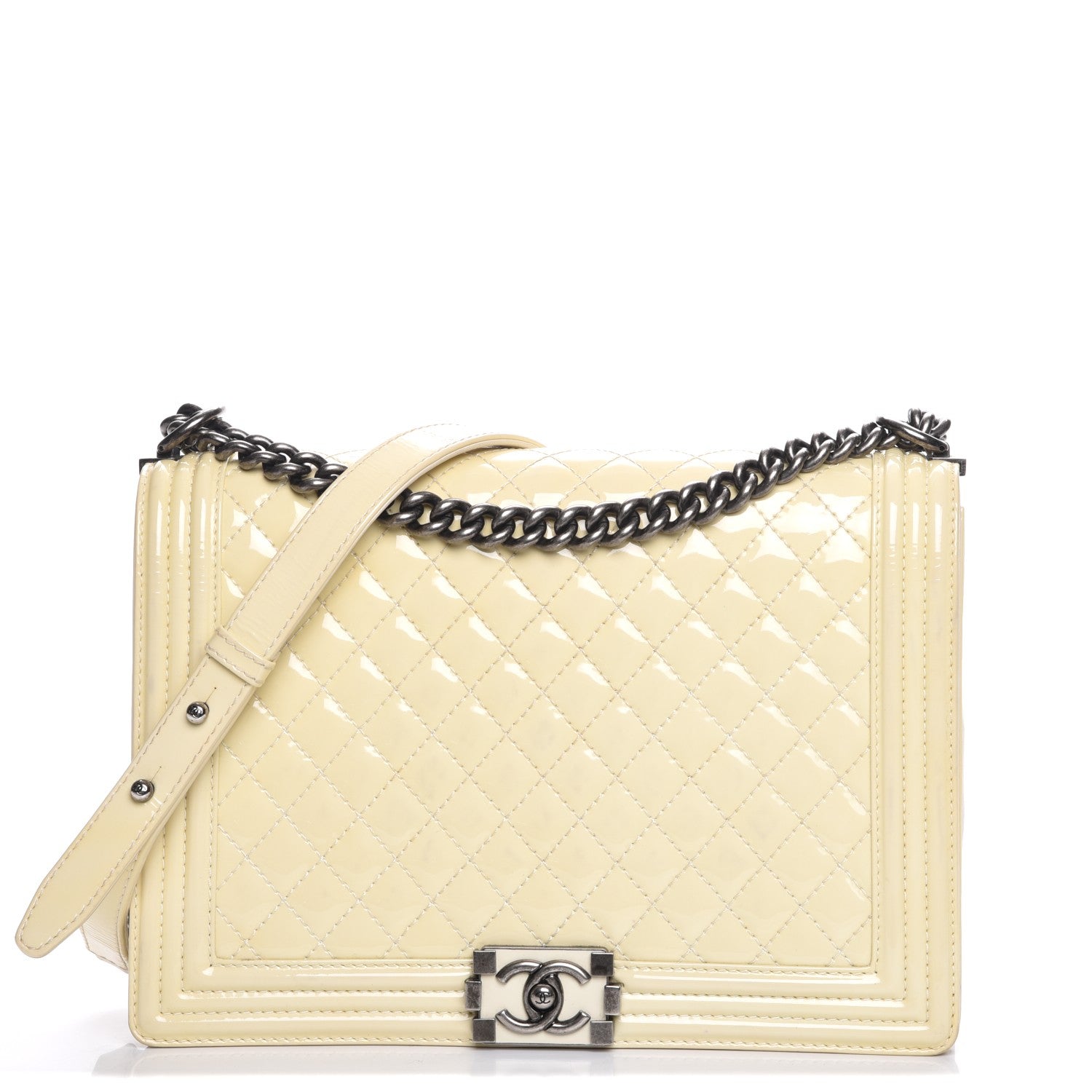 Chanel Patent Quilted Large Boy Flap White 1 of 9