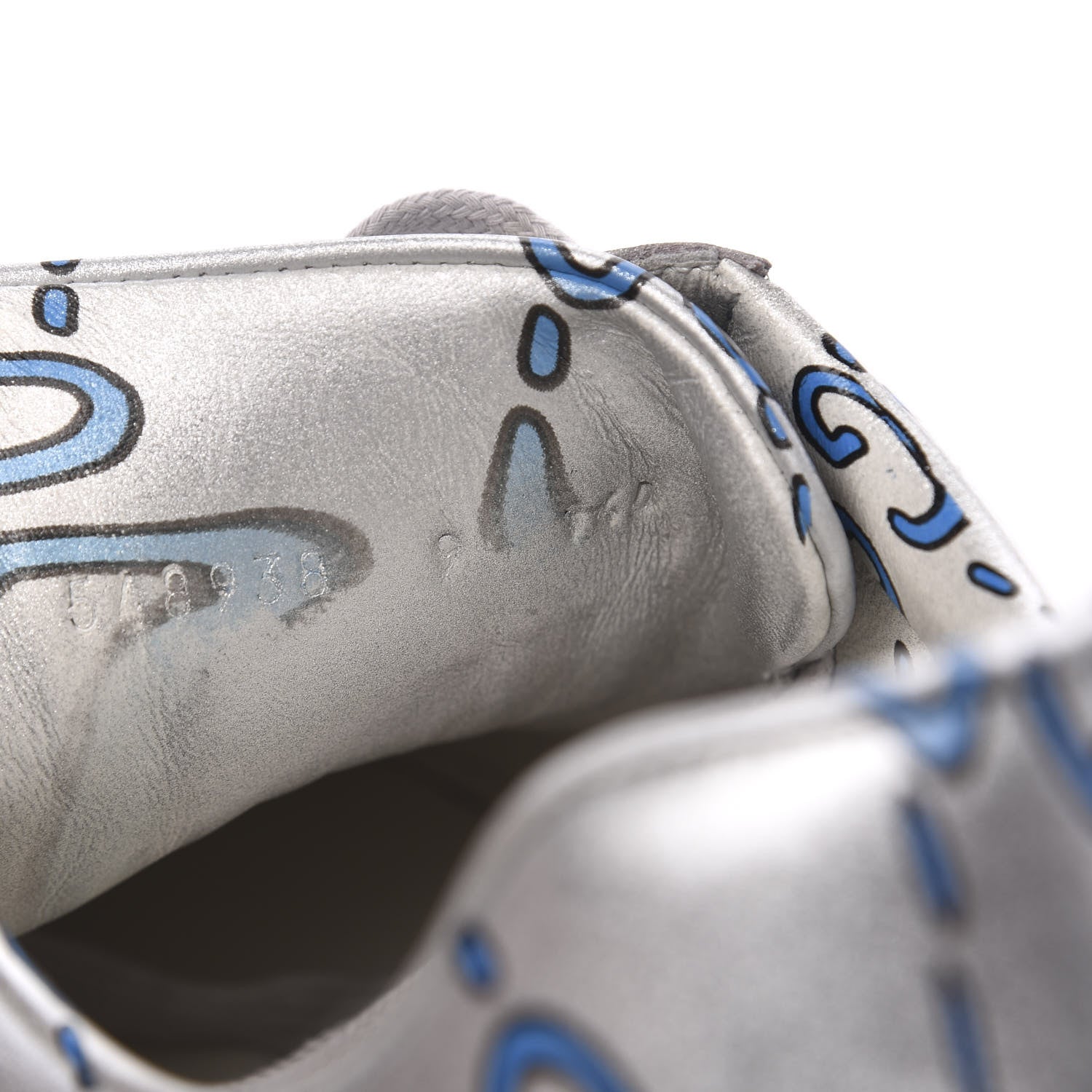 Gucci Miro Rubber Wax GucciGhost Print Mens New Ace Sneakers 9 Silver 8 of 9
