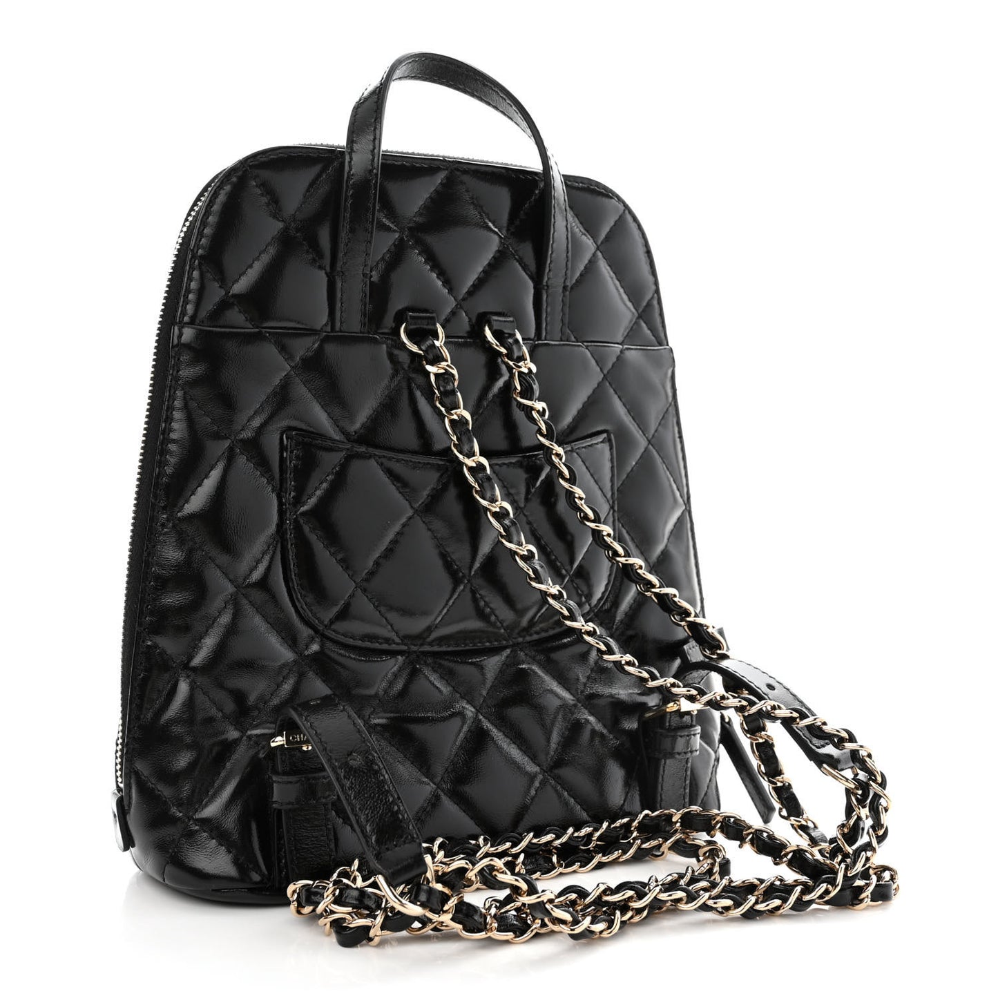 Shiny Calfskin My Pocket Backpack Black