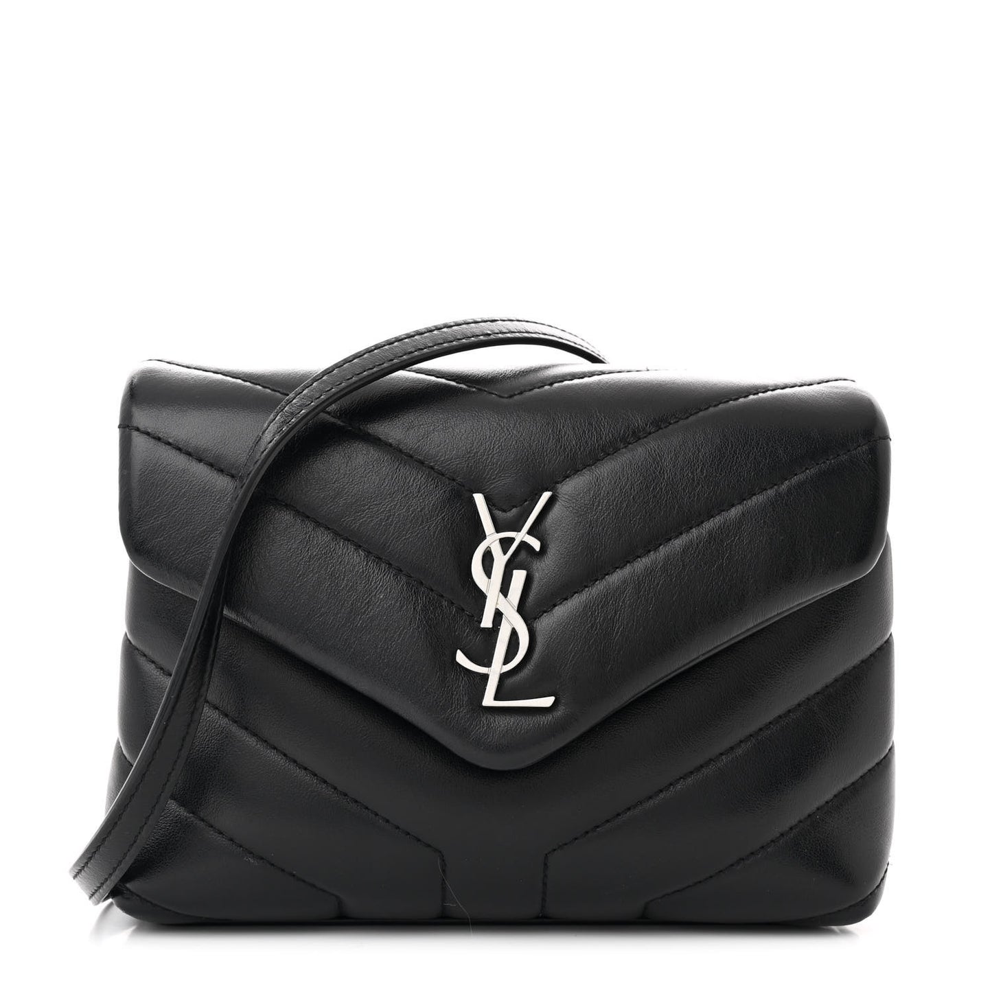 Calfskin Y Quilted Monogram Toy Loulou Crossbody Bag Black