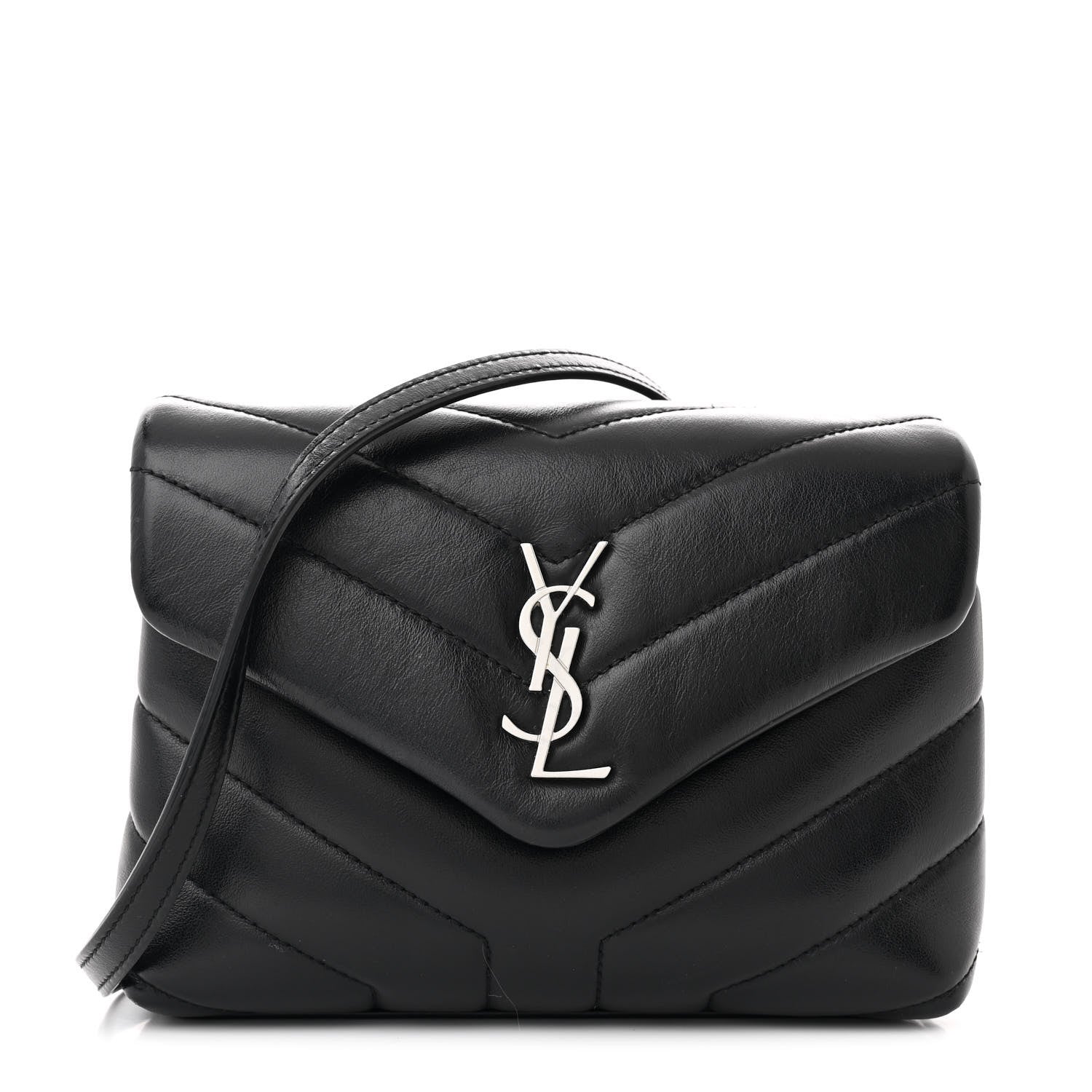 Saint Laurent Calfskin Y Quilted Monogram Toy Loulou Crossbody Bag Black 1 of 11