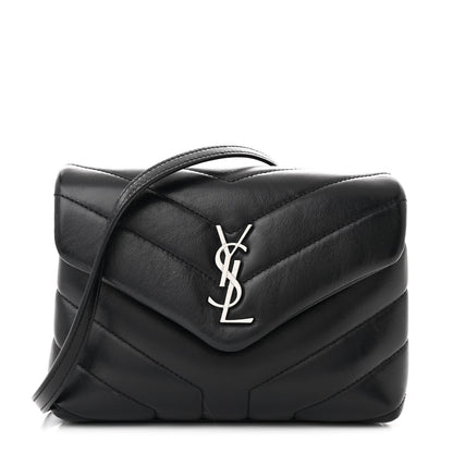 Saint Laurent Calfskin Y Quilted Monogram Toy Loulou Crossbody Bag Black 1 of 11
