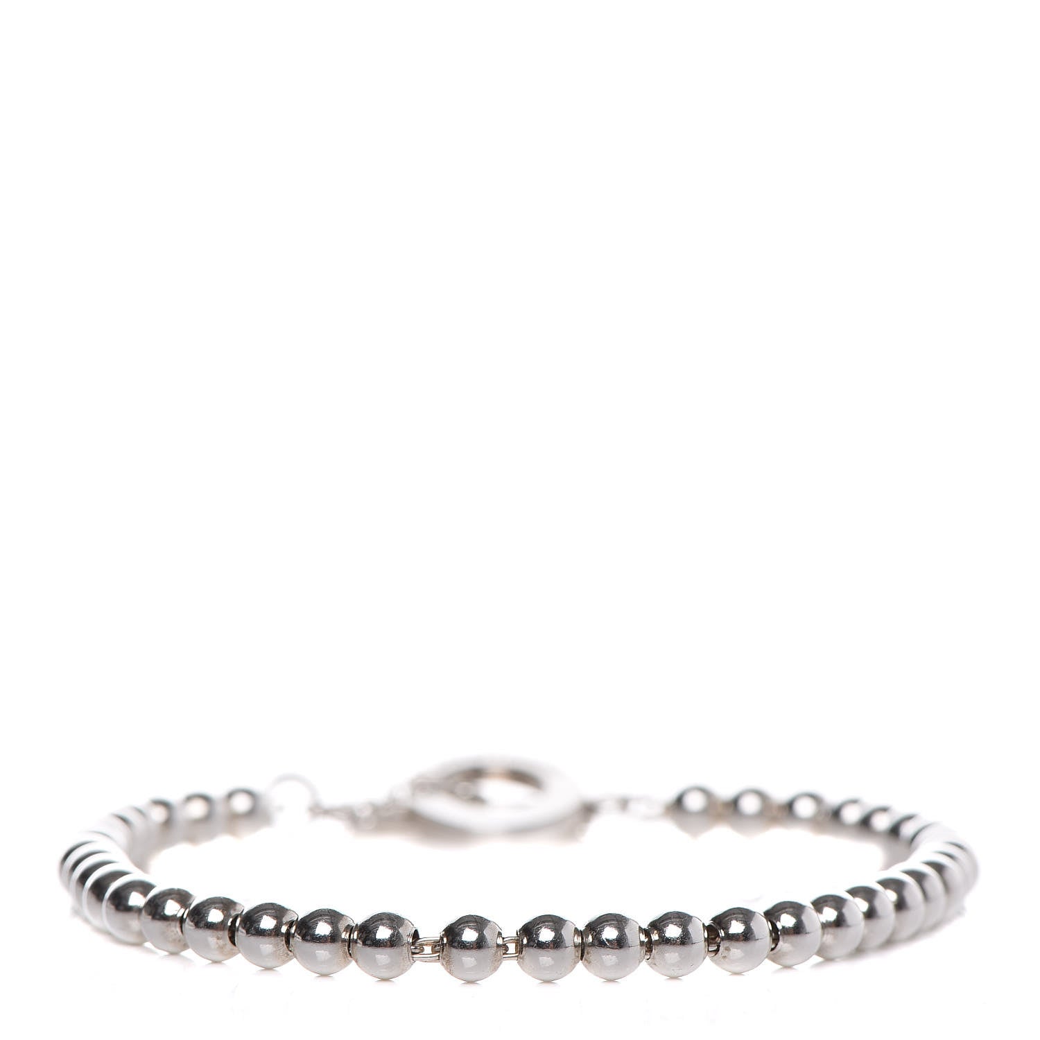 Tiffany Sterling Silver 4mm Beads Toggle Bracelet 3 of 6