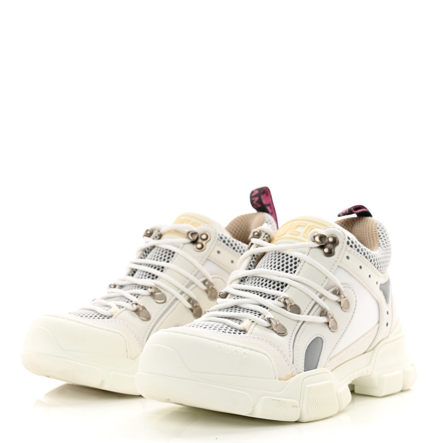 Gucci X SEGA Mesh Calfskin Suede Removable Crystals Womens Flashtrek Sneakers 38.5 Great White 3 of 14