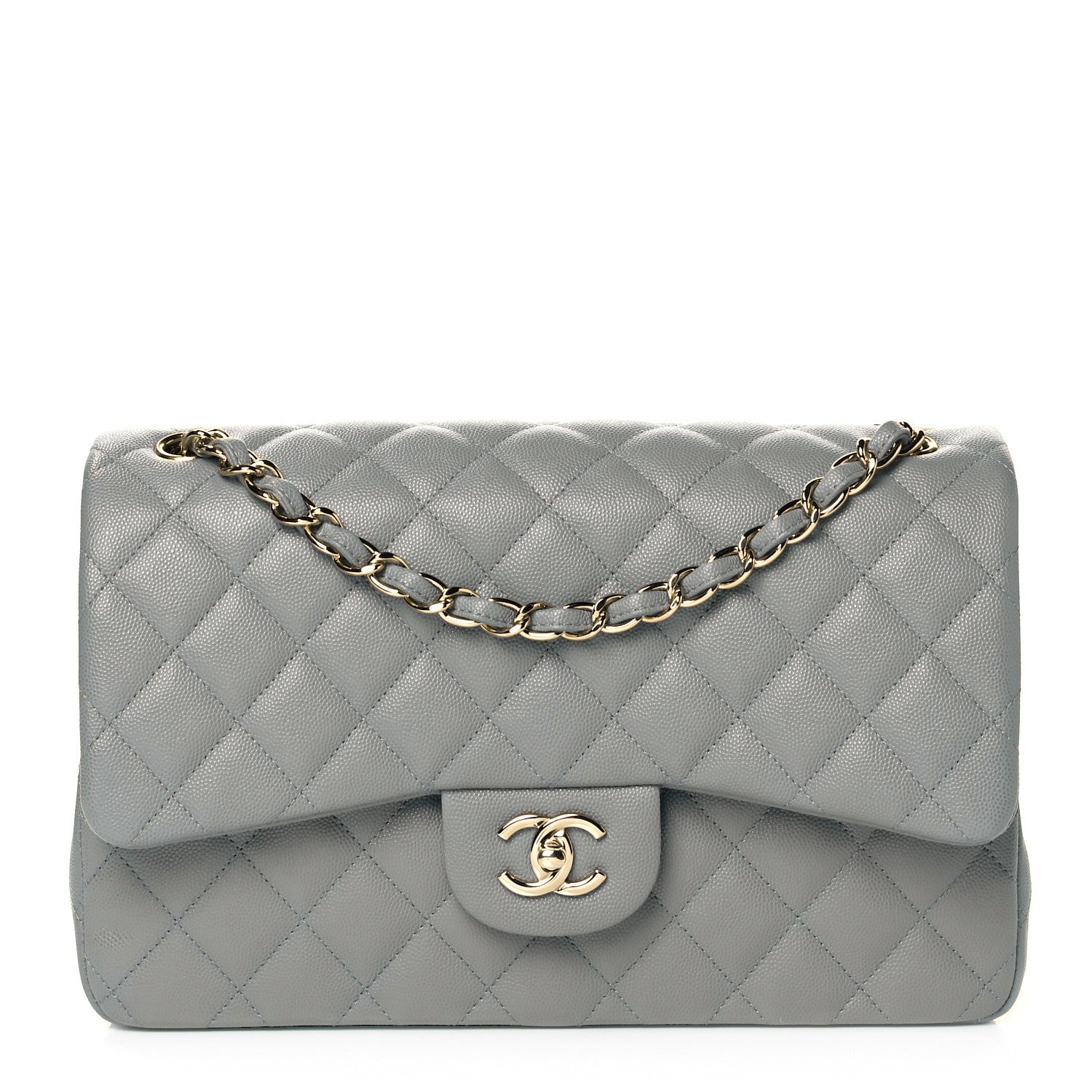 Chanel Caviar Quilted Jumbo Double Flap Grey 1 of 11