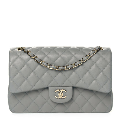 Chanel Caviar Quilted Jumbo Double Flap Grey 1 of 11