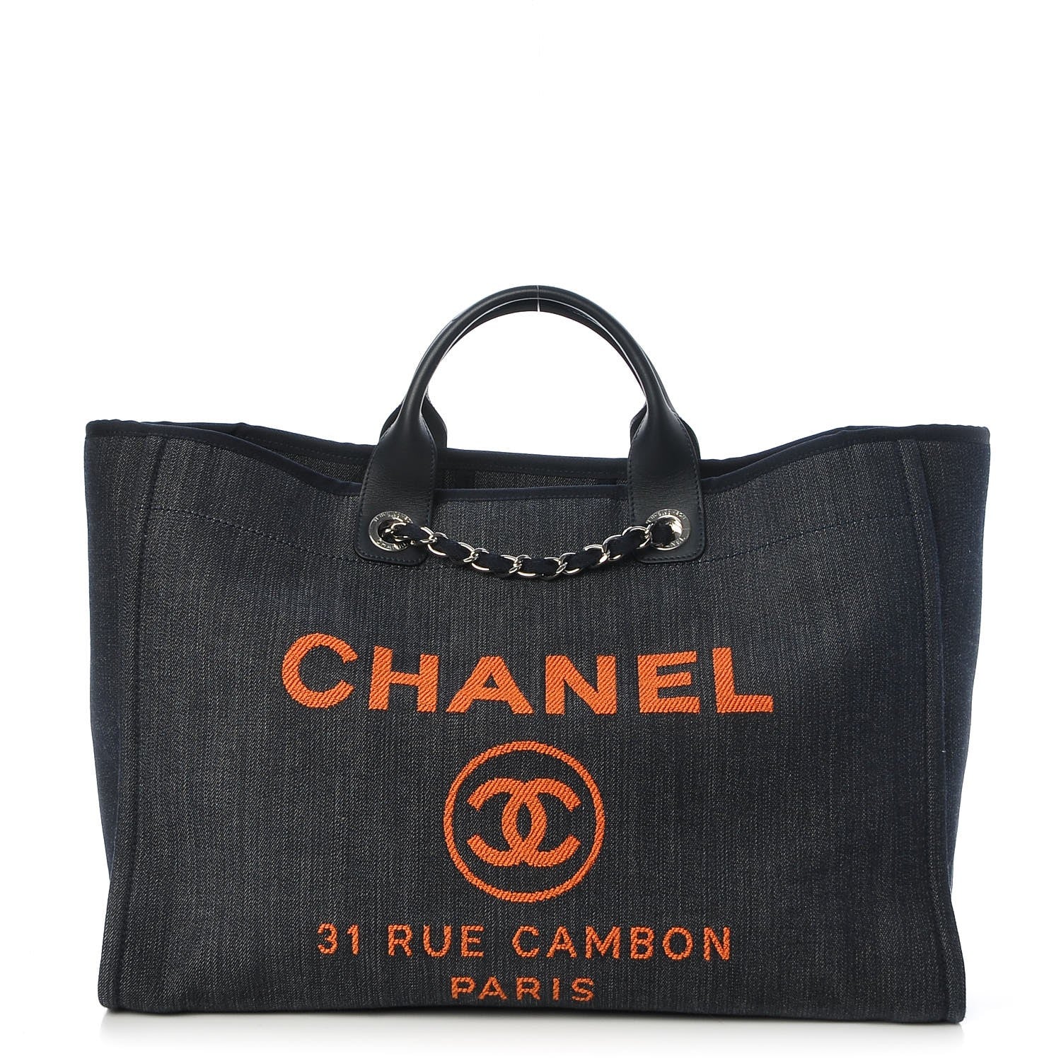 Chanel Denim Extra Large Deauville Tote Blue Orange 1 of 8