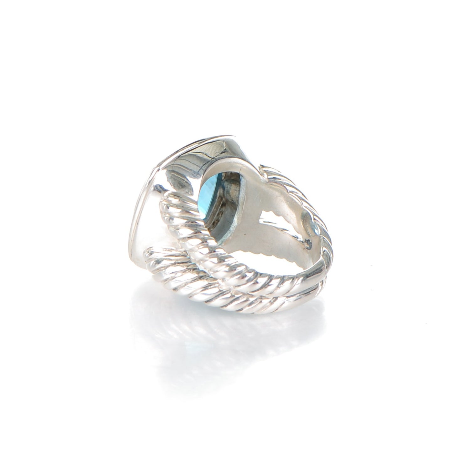 Sterling Silver Diamond Blue Topaz 14mm Albion Ring 54 7