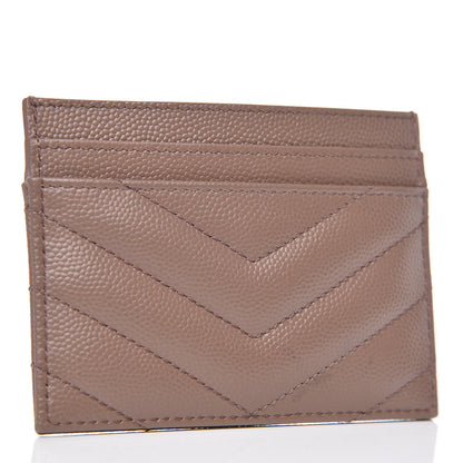 Saint Laurent Grain De Poudre Matelasse Chevron Monogram Credit Card Case in Fard 3 of 8