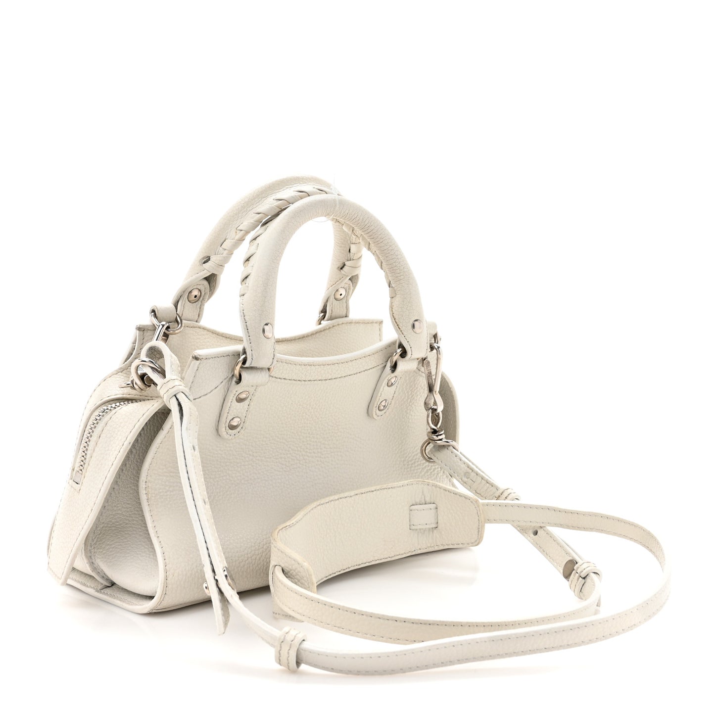 Grained Calfskin Neo Classic Silver Hardware Mini City White