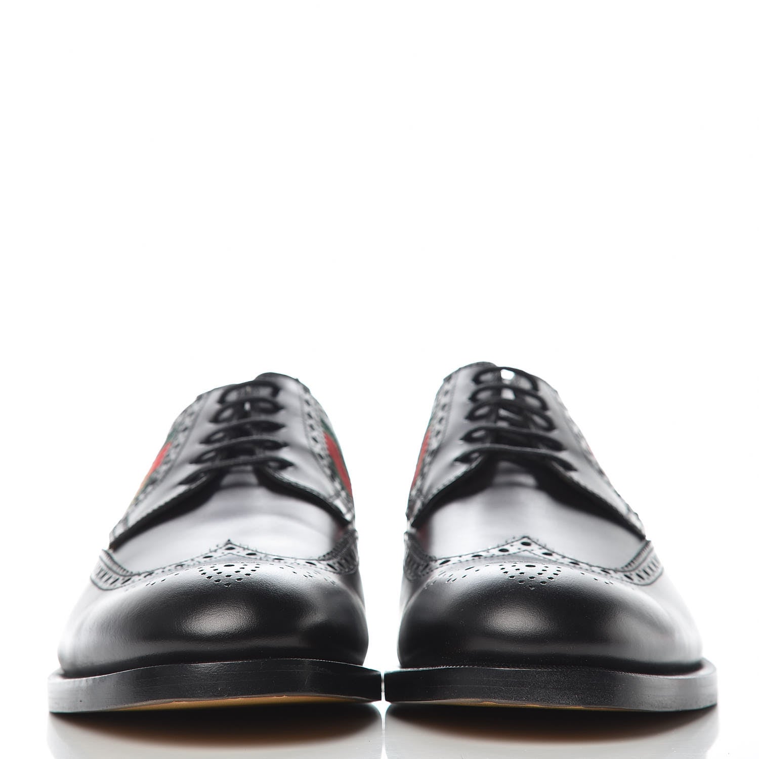 Gucci Calfskin Web Bee Embroidered Mens Wingtip Derby Loafers 10 Black 2 of 14