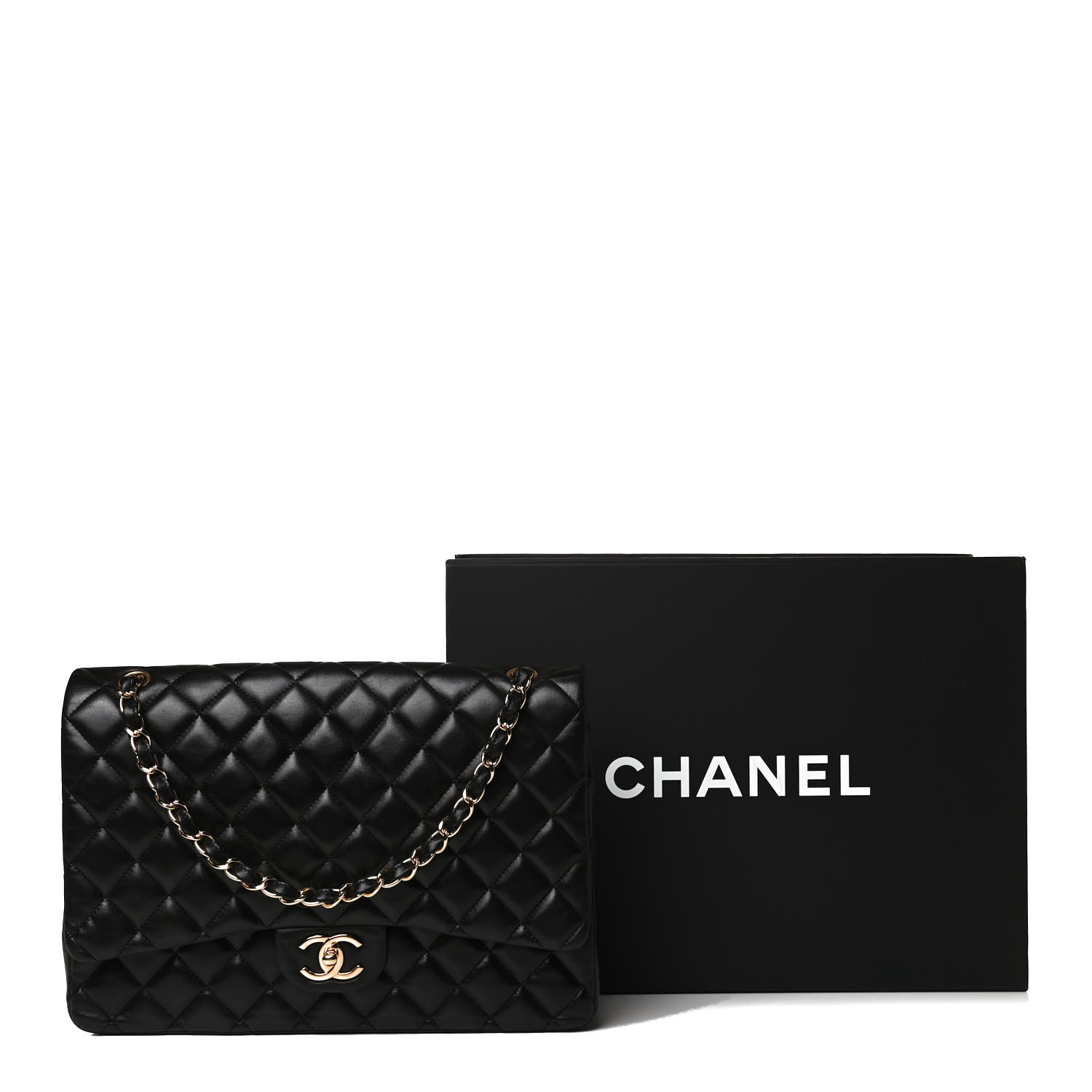 Chanel Lambskin Quilted Maxi Double Flap Black 13 of 13