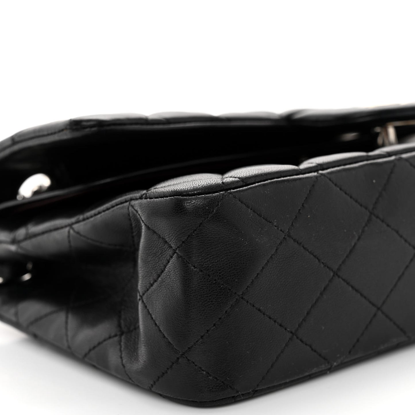Lambskin Quilted Medium Double Flap Black