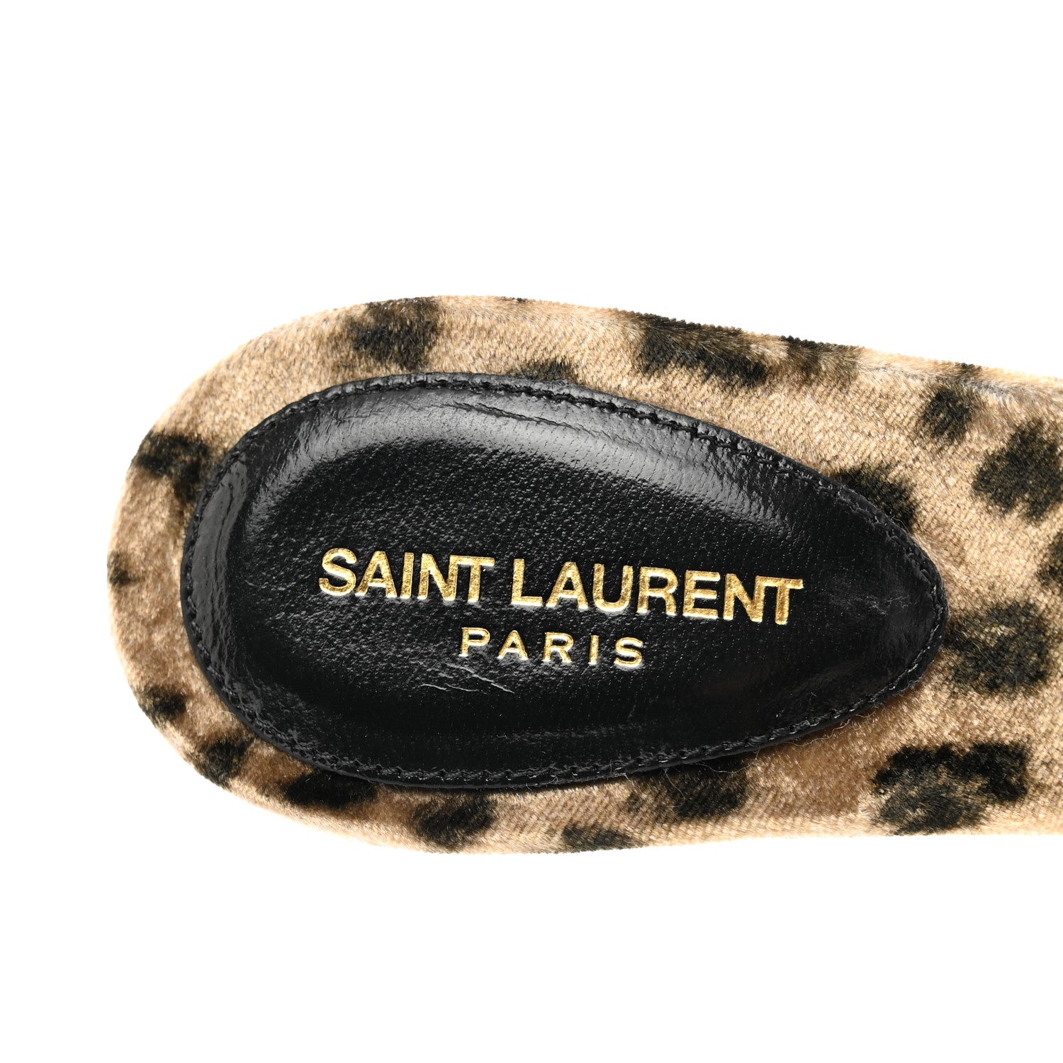 Saint Laurent Velvet Leopard Print Gippy 105 Sandals 37.5 Brown 7 of 8