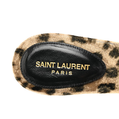 Saint Laurent Velvet Leopard Print Gippy 105 Sandals 37.5 Brown 7 of 8